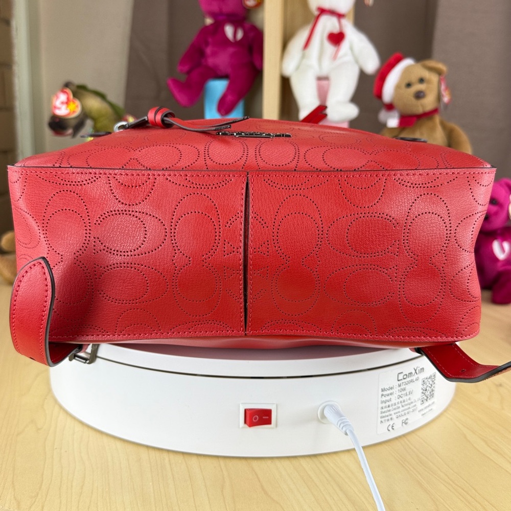 💥COACH -Jordyn Perforated Signature Leather Backpack / Miami Red - 45U674 - Picture 14 of 17